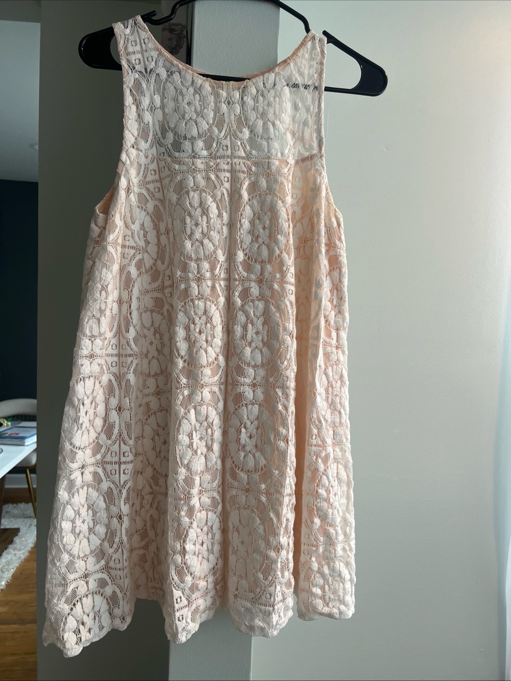 Free People Size Small Boho Cream Open Back Swing Dress